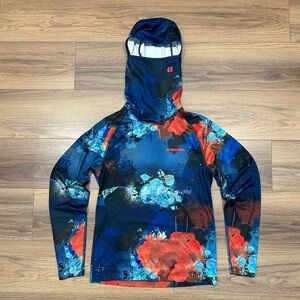 Armada Pullover Balaclava Hoodie in Red/Blue Abstract Print Size Medium